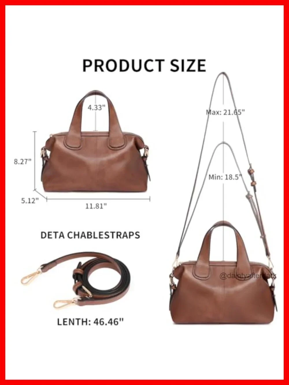 Satchel Tote Bag Vegan Leather Crossbody Purse with Adjustable Strap